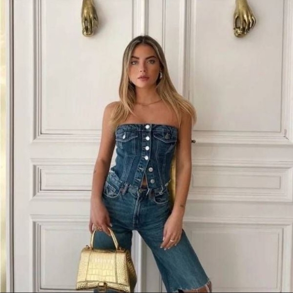 Zara Tops Zara Denim Corset Top Poshmark